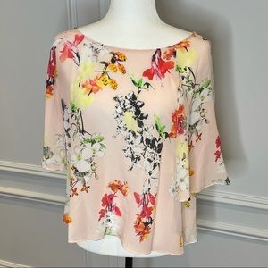 Club Monaco 100% silk floral blouse, pink